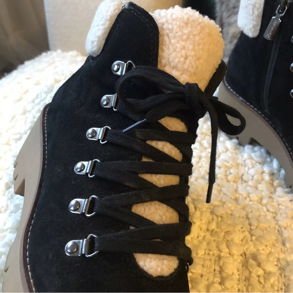 Blondo Womens DEVIN Waterproof Winter Ankle Boots Size 9 Black Suede Faux Fur - Picture 4 of 9